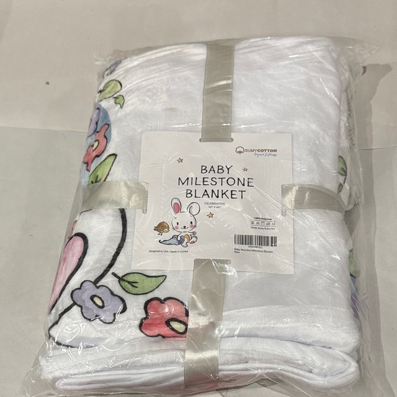sumy cotton Other - Baby Milestone Blanket - White with Floral Design